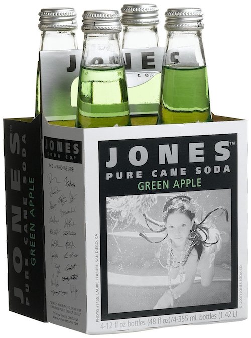 Jones Soda, 4pack, Green Apple. Cane Sugar